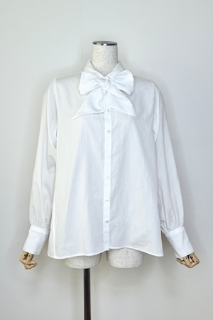 オーガニックコットンワイドリボンタイ シャツ white