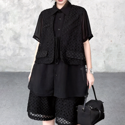 sheer mesh tops pants set up / l0650