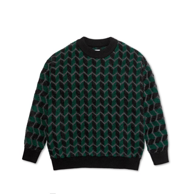 POLAR / ZIG ZAG KNIT SWEATER / BLACK/DARK TEAL