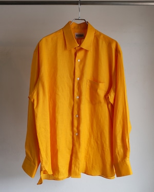 【新品】MINTENS 1930s vintage linen shirts made in Italy fabrics made in JAPAN / デッドストック イタリア製生地 リネン シャツ イエロー 日本製 オリジナルブランド サイズ① 実寸L(16程度)・ ② 実寸XL(17H程度)