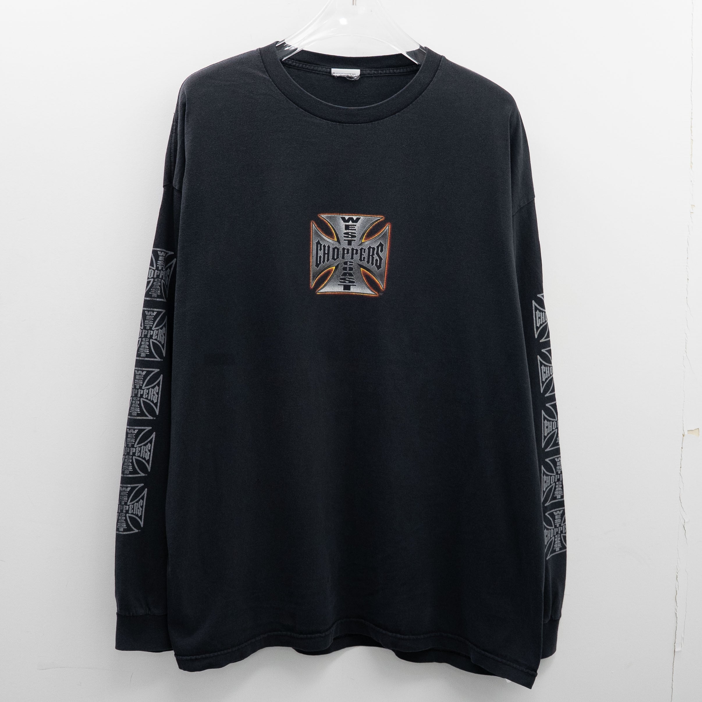 West Coast Choppers " Arm Logo L/S Tee Black " Cut Tag Fits XL【A9-83】
