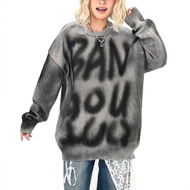 spray full lettering knit　スプレーフルレタリングニット　J1370