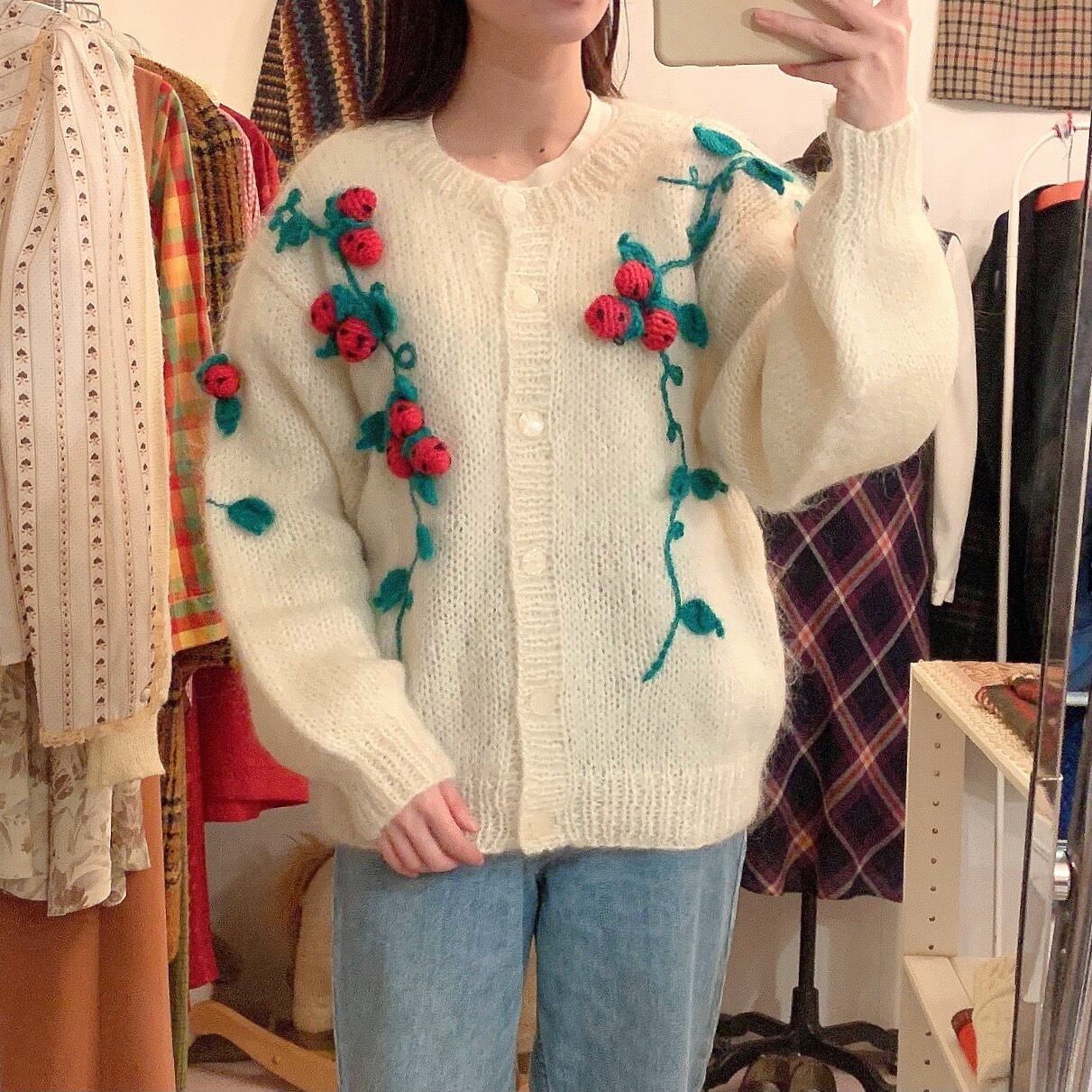 strawberry knit cardigan