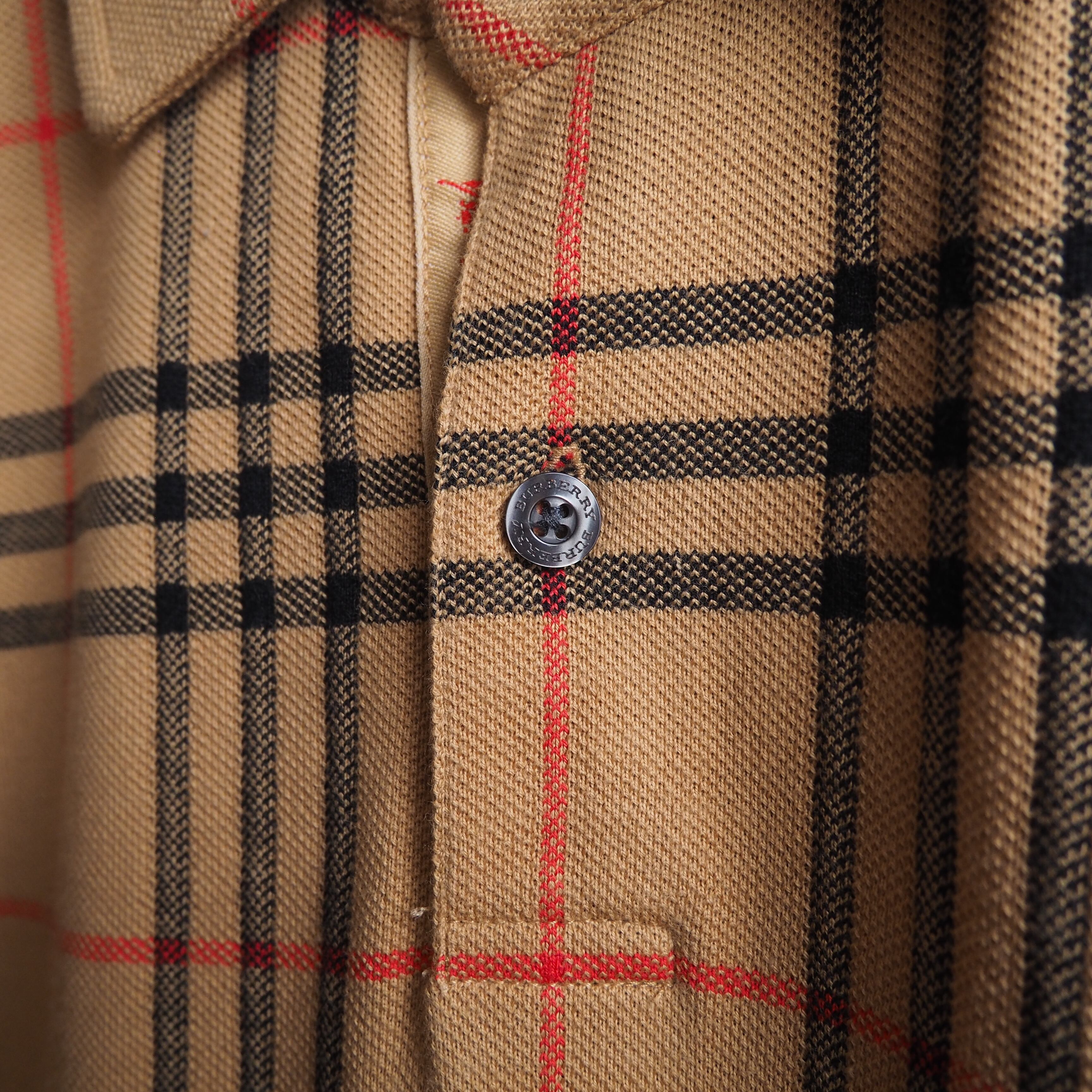1990s ” Old BURBERRY ” Nova check Camel color vintage cotton polo shirt