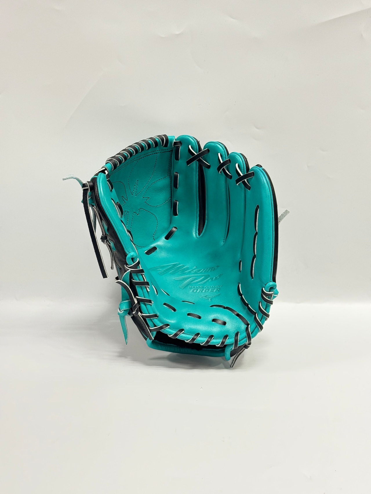 MIZUNO PROーミズノプロ 軟式グローブ ミチイ店舗別注グラブ 右投げ用 投手AXI①モデル ヒスイ/ブラック×ブラック・画像7