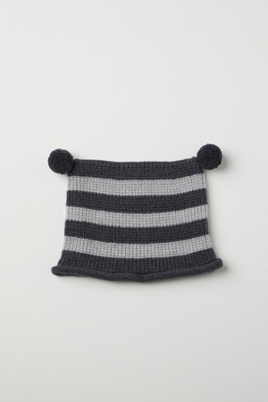 [BOCBOK] POM POM CAT BEANIE (GREY STRIPE) 正規品 韓国ブランド 韓国通販 韓国代行 韓国ファッション 日本 店舗 ボクボク bocbok
