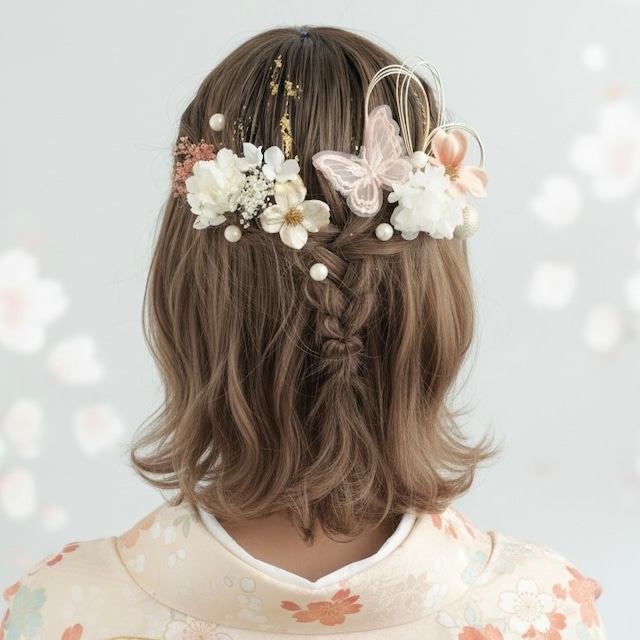 A042 ドライフラワー　髪飾り　ピンク　卒業式　袴　成人式　振袖　結婚式　和装