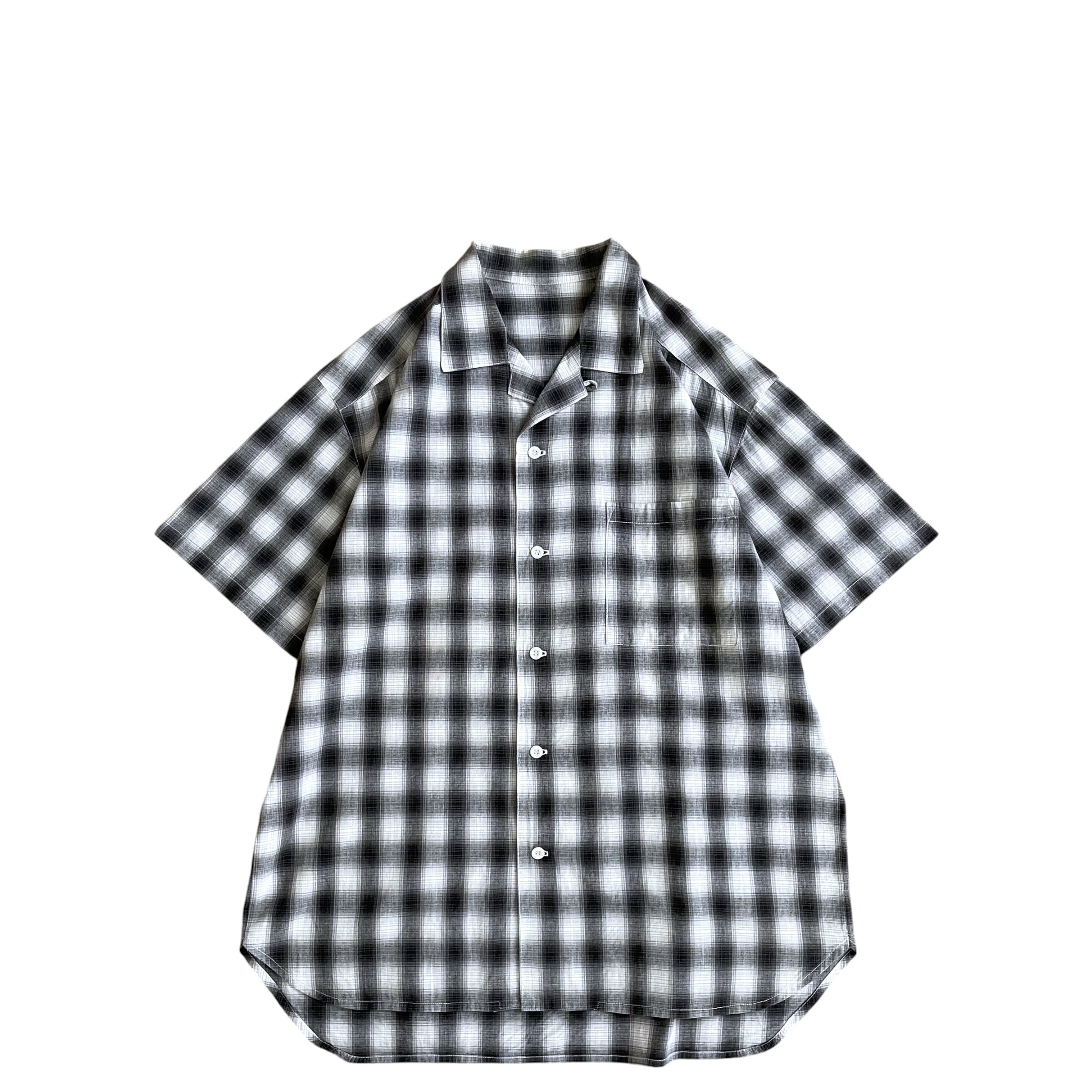 【美品】USED 00s オンブレチェック オープンカラー コットンシャツ 長袖 USED 00s オンブレチェック オープンカラー コットンシャツ 長袖 | ThreeF