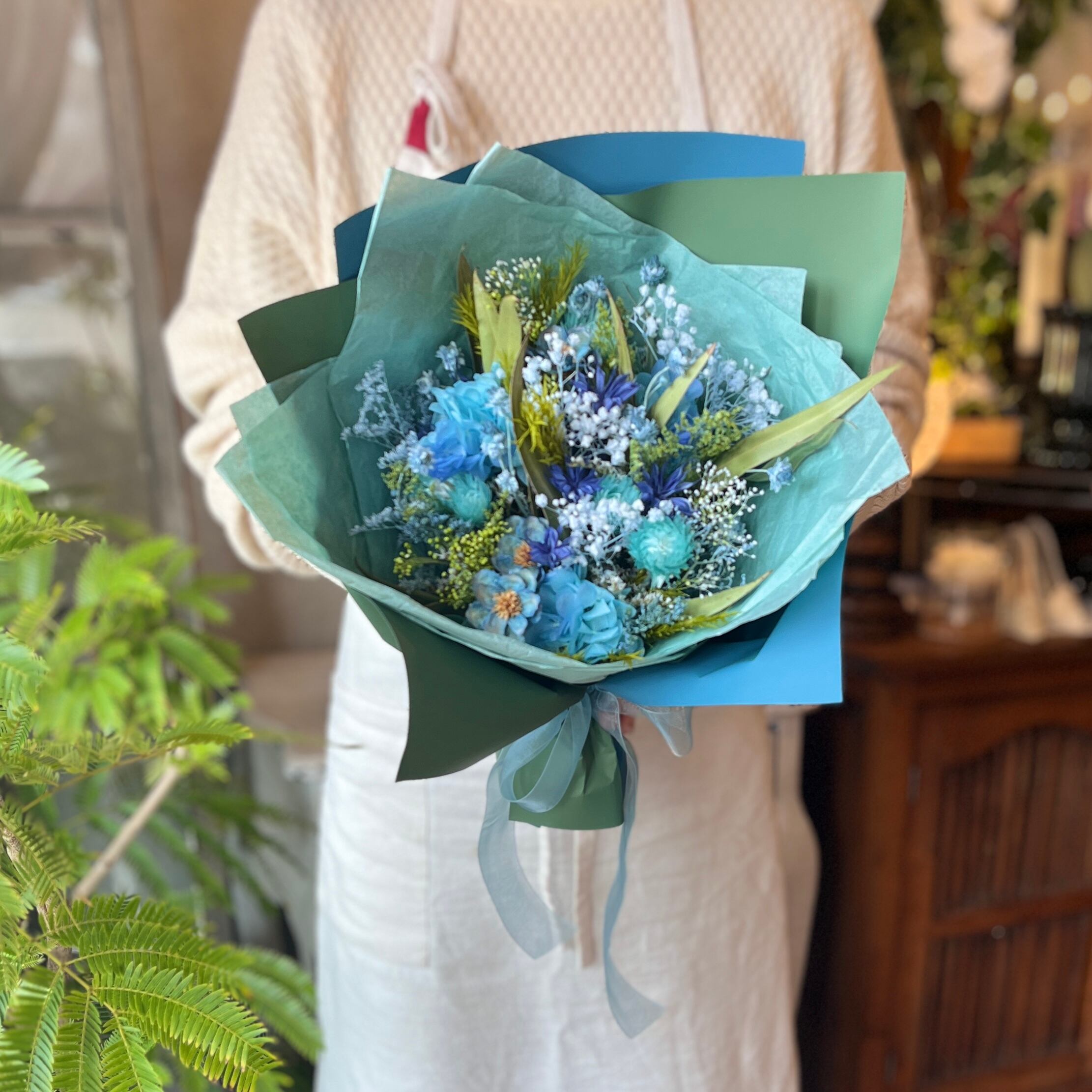 にじいろ夢Flower♡プリザーブドフラワー/ドライフラワー花束Lサイズ