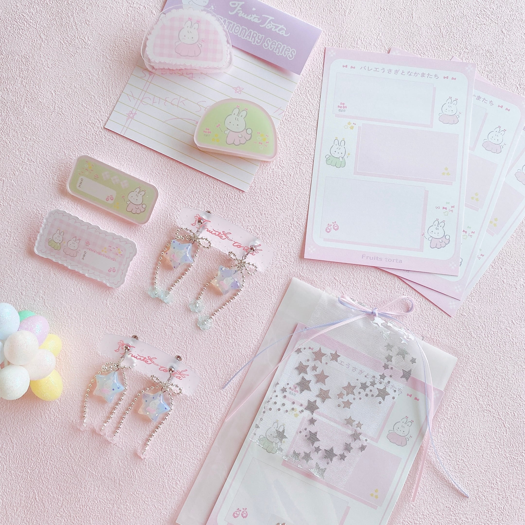 バレエうさぎのアクリル名札(ふりふりぴんく)