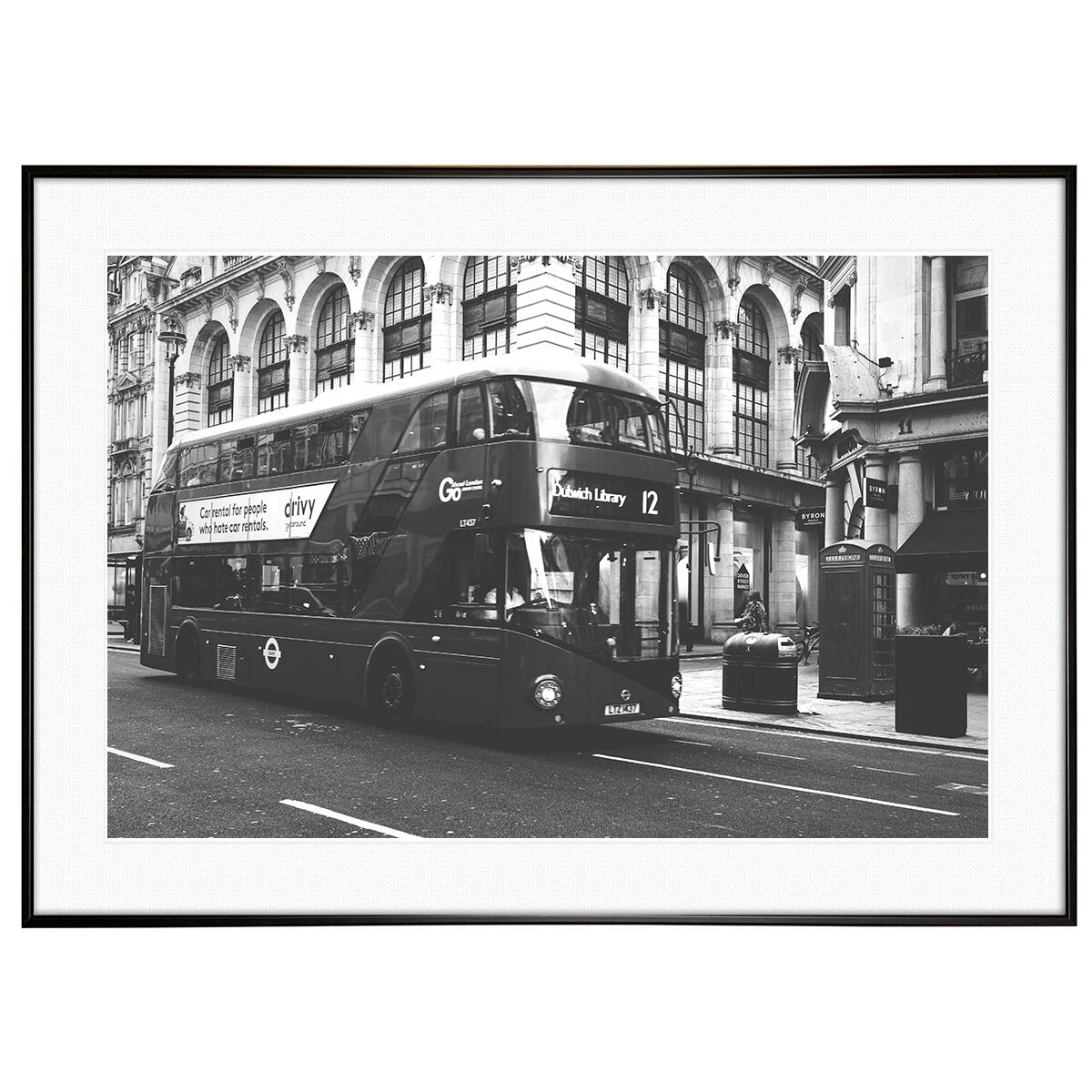 イギリス写真 ロンドンを走る2階建てバス インテリアアートポスター額装 AS3624