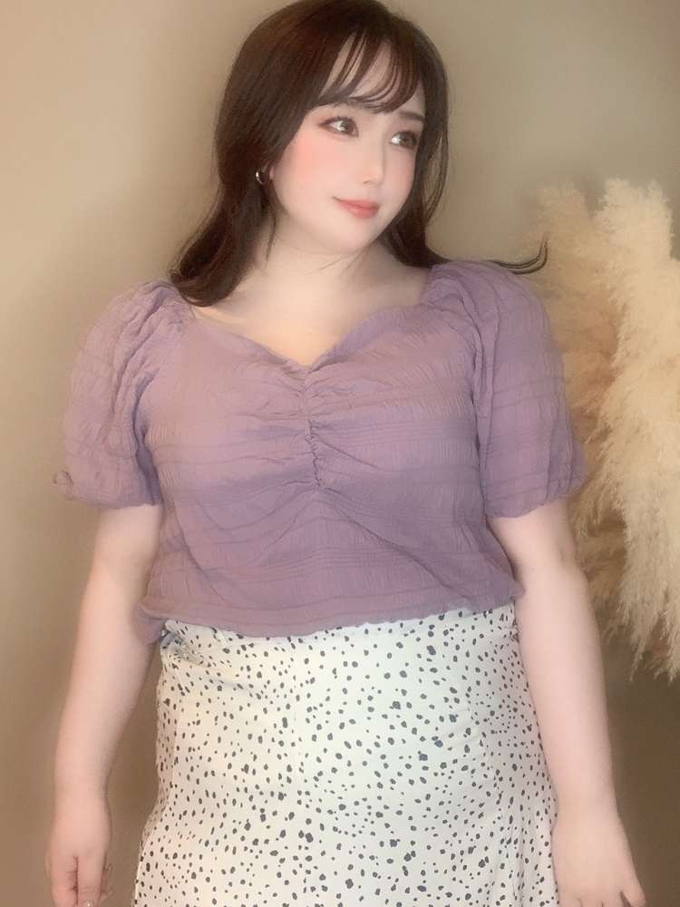 スクエアネックパフスリーブ半袖ブラウス お出かけカジュアル かわいい フェミニン デコルテ見せ 大きいサイズ 韓国 CH4080