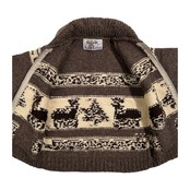 カナダ製 KANATA カナタ ジップアップ カウチン ニット セーター カーディガン ジャケット トナカイ S~M程度 /男女でも