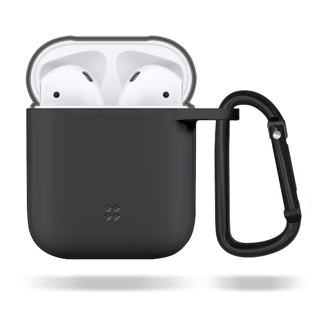 CaseStudi ケーススタディ ULTRASLIM AirPods Case 2018 エアーポッズ シリコン ケース ブラック カラビナ 国内正規品