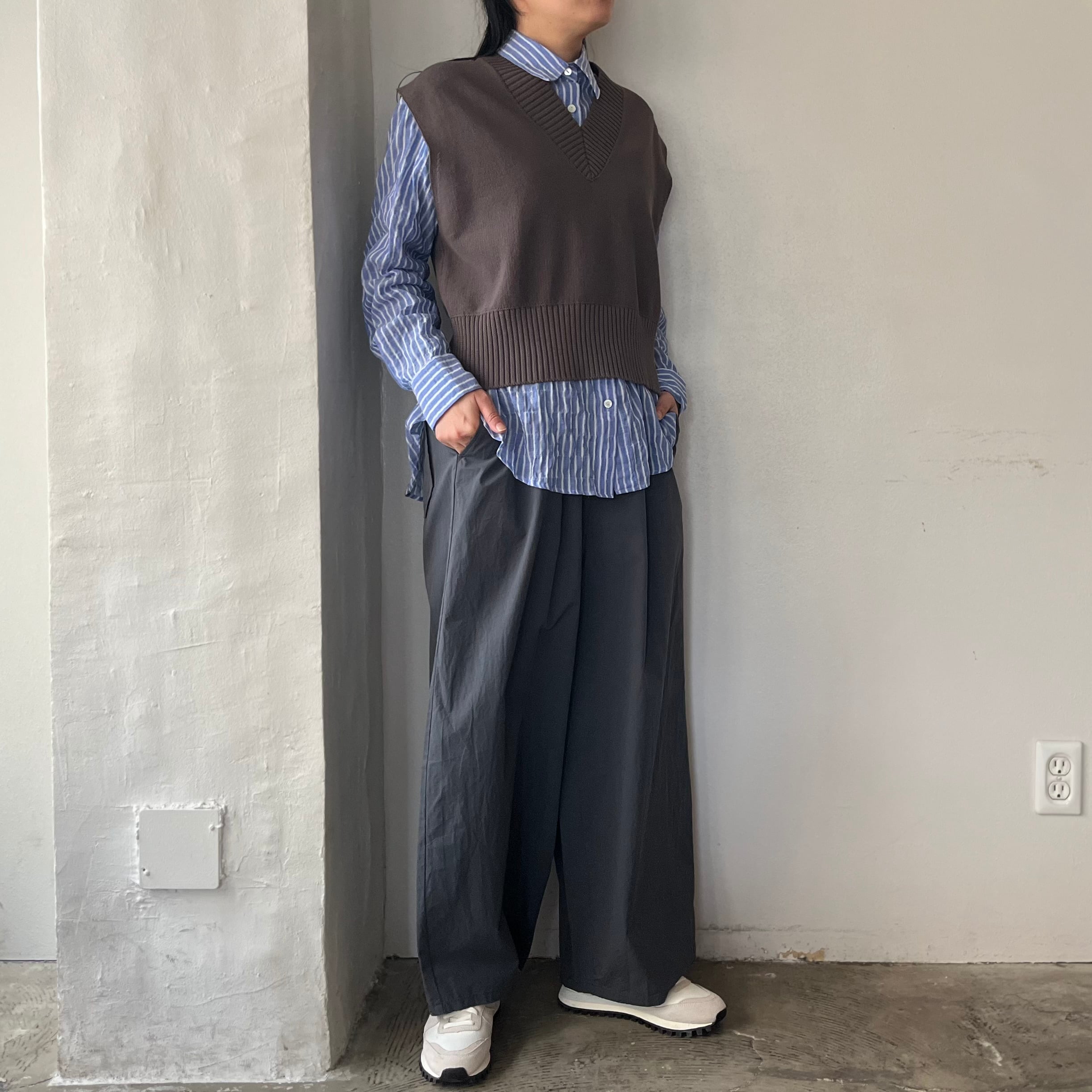 Liyoca コットンシャーリングストライプ シャツ