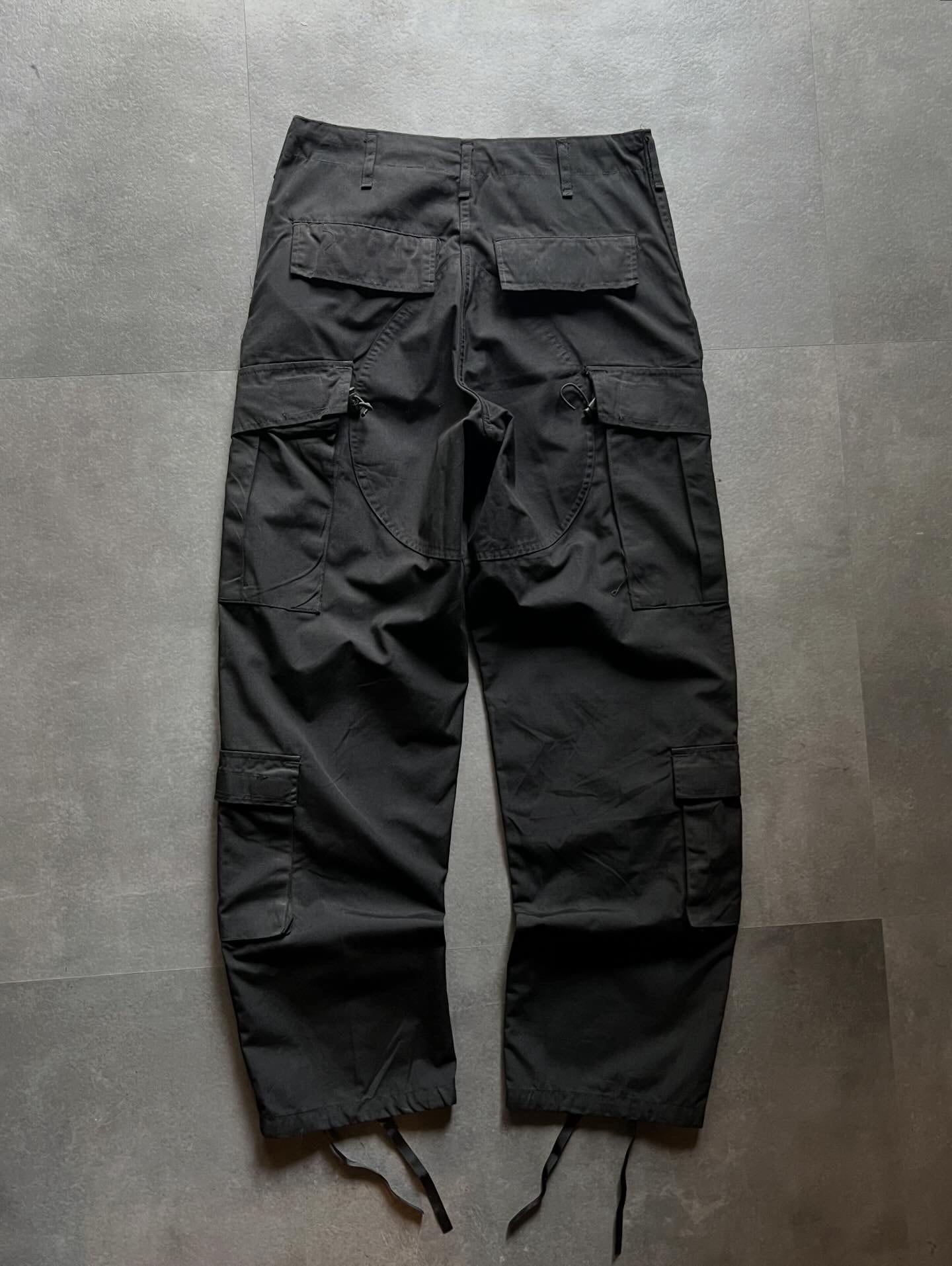 ミリタリー カーゴパンツ ブラック リップストップ SMALL-SHORT 裾