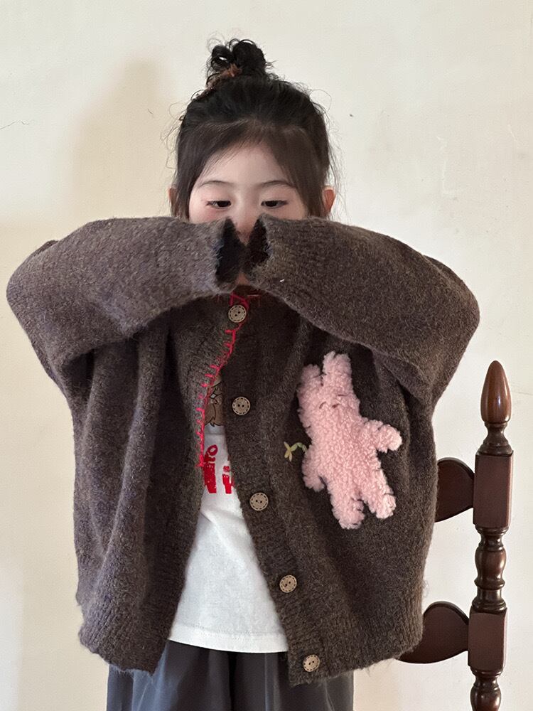 もこもこうさぎミックスニットカーディガン□95-130cm | UNBIRTHDAY