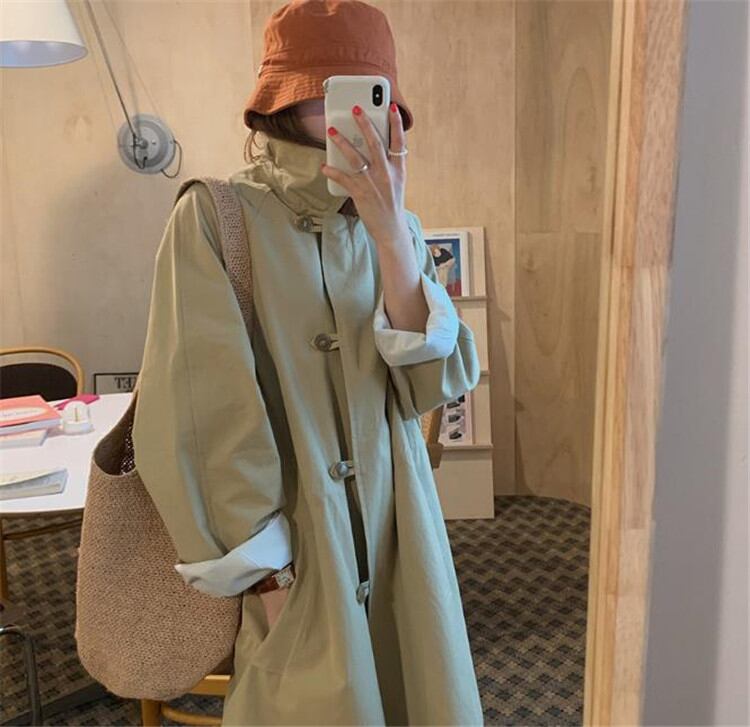 海外セレブ人気商品 おしゃれ 韓国ファッション 中・長セクション ウエスト巾着 トレンチコート