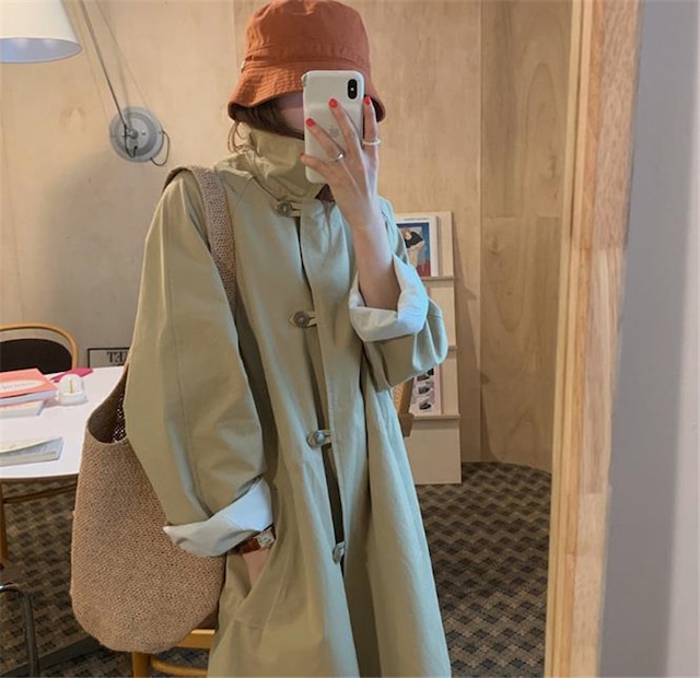 海外セレブ人気商品 おしゃれ 韓国ファッション 中・長セクション ウエスト巾着 トレンチコート