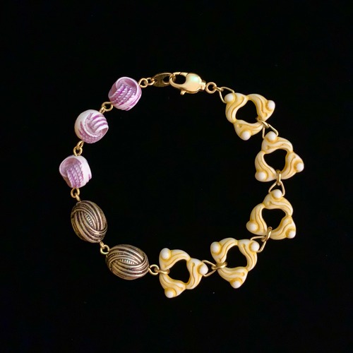Purple & yellow beads bracelet