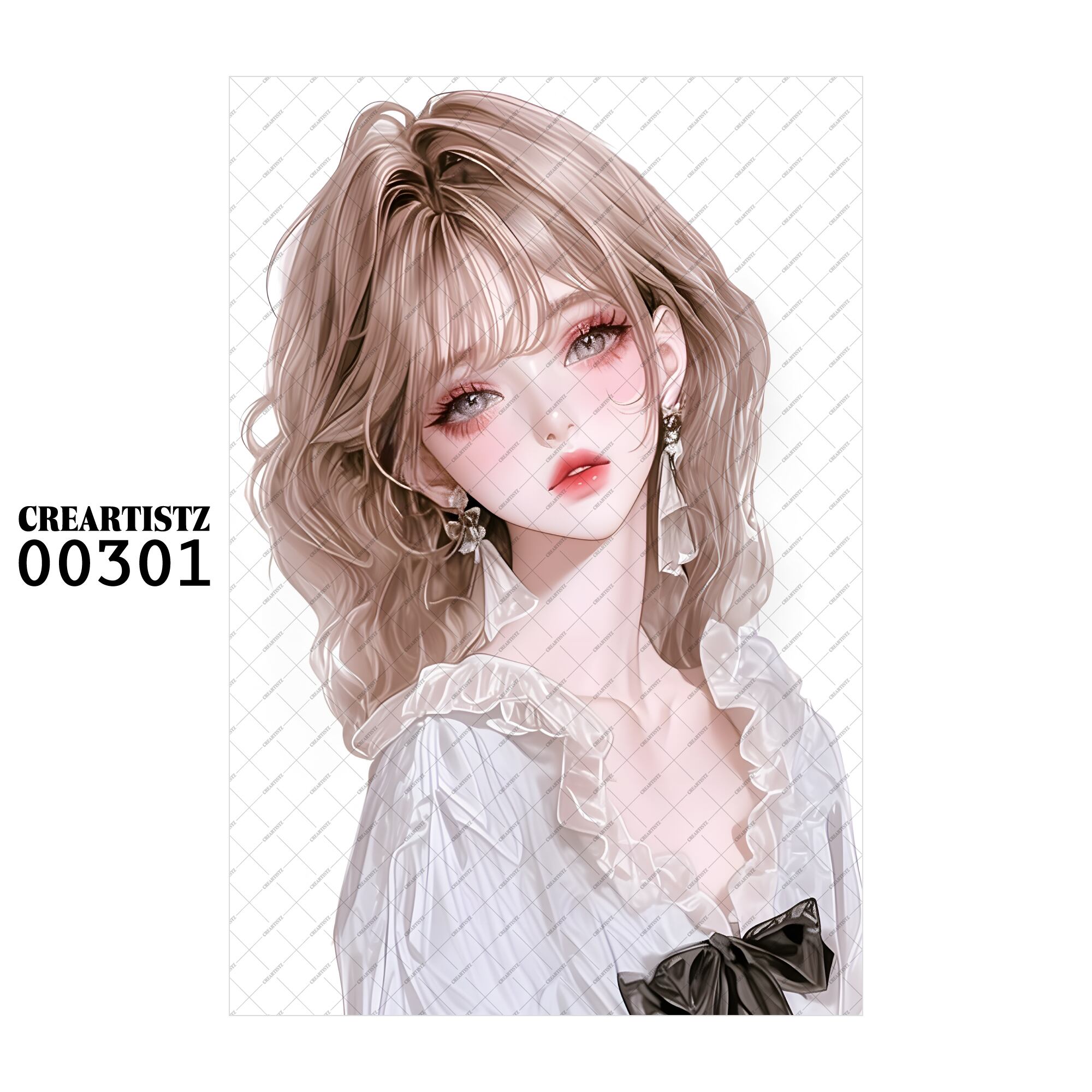 00301 ガール キュート オリジナル ペーパー/ステッカー 4枚セット CREARTISTZ