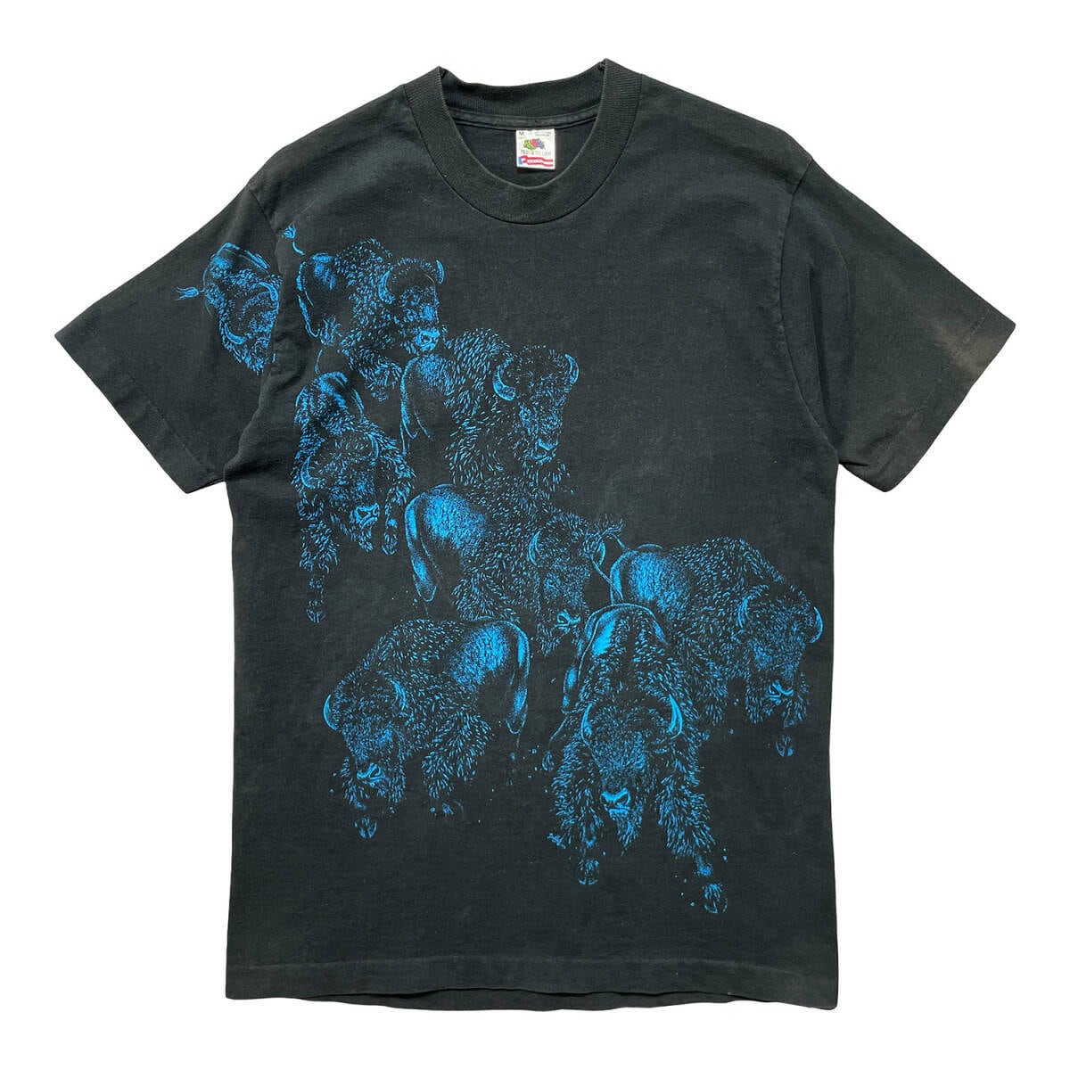 TRUE GRIT ウール ジャケット アニマル バッファロー USA製 甚平風 古着 USA製 90S バッファロー バイソン ヴィンテージ Tシャツ アニマル