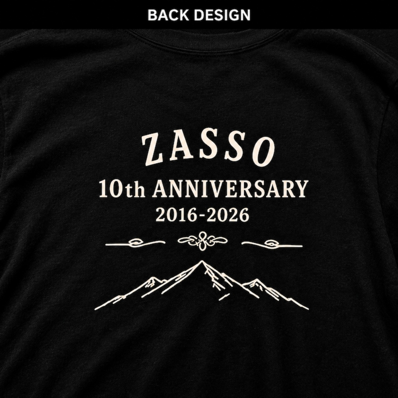 ZASSO 10周年記念 Tシャツ｜10th ANNIVERSARY 2016-2026｜ブラック S〜5XL