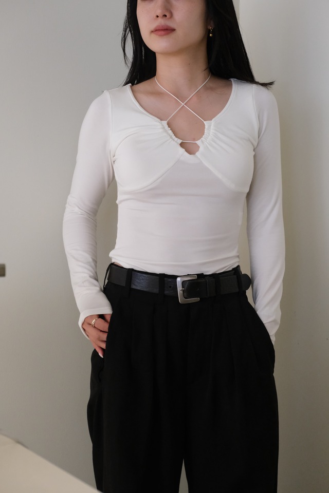 【 determ; 】Scoop-Neck Bodysuit ( white )
