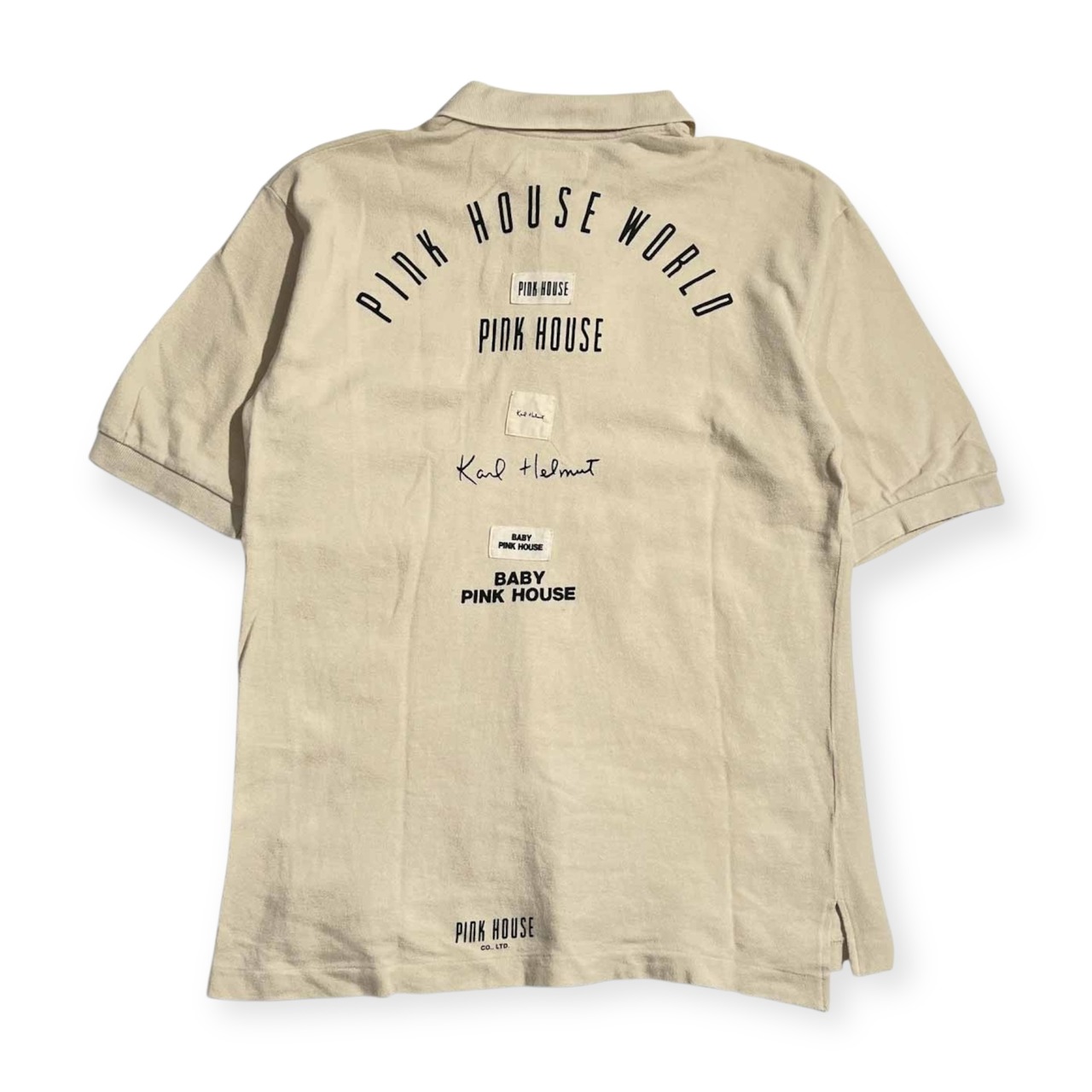 PINK HOUSE ピンクハウス 背面デザイン 鹿の子 半袖 ポロシャツ L/ベージュ系 レディース