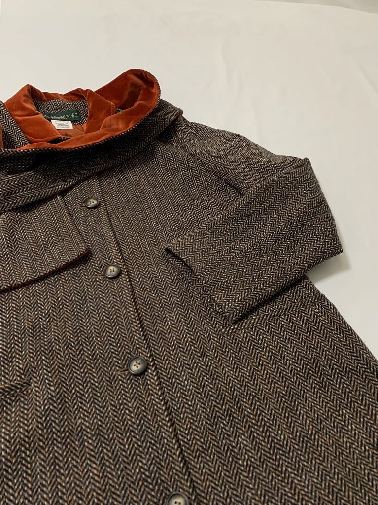 1990's Switched Design Tweed Middle Coat with Muffler