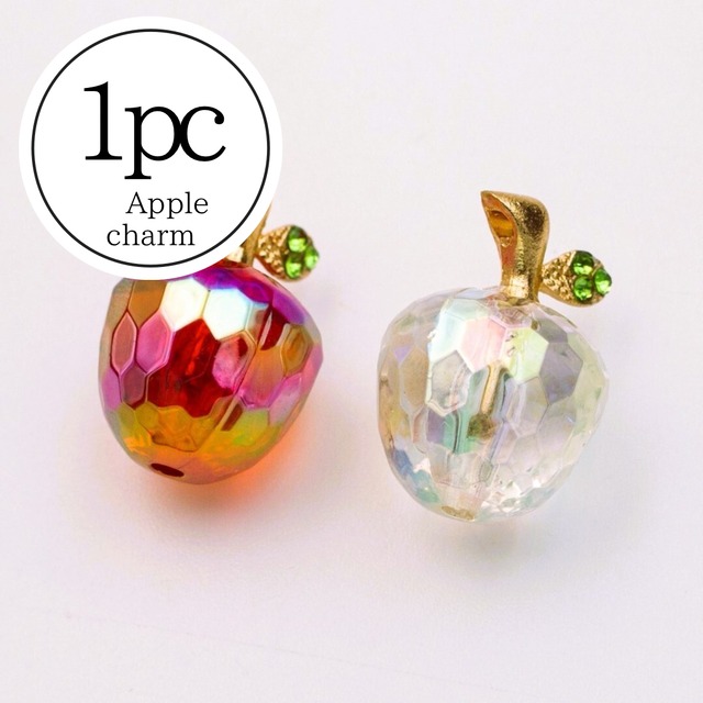 【C550】【高純度アクリル】りんごチャーム赤1個