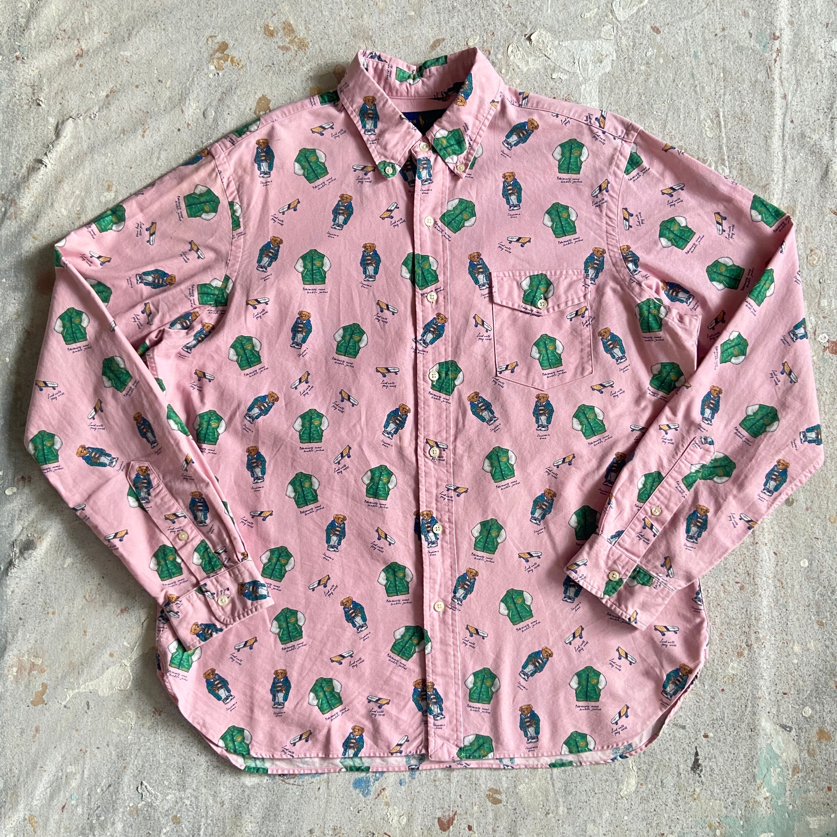 Ralph Lauren Polo Bear 総柄 L/S Shirt L F809