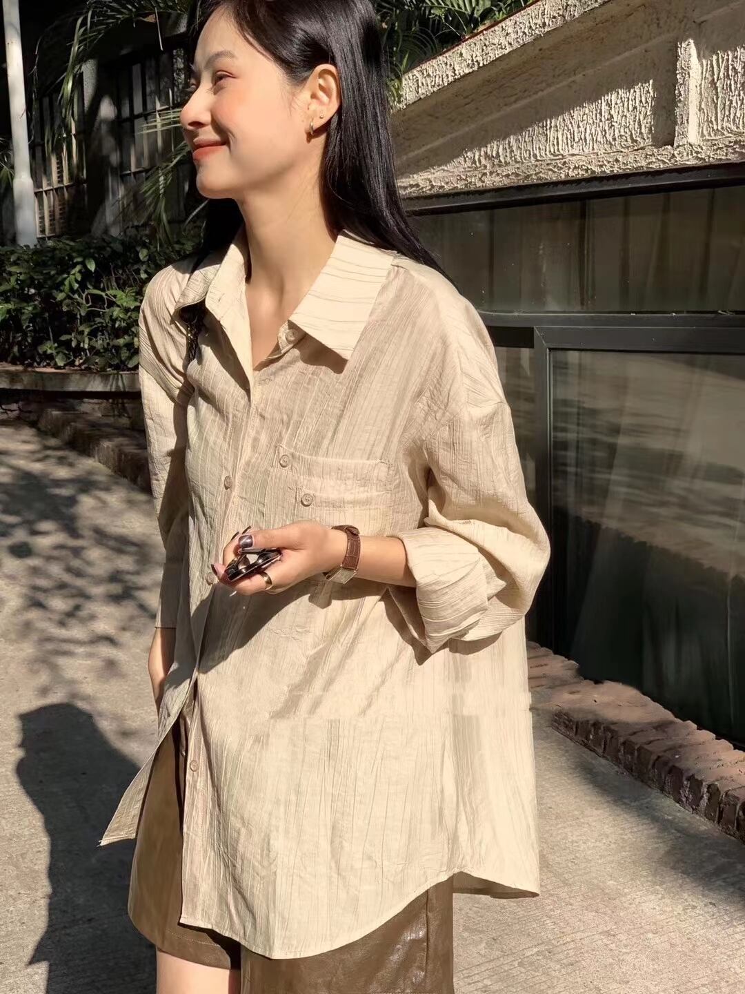 シワ加工　オーバーサイズシャツ　AJ2206-606