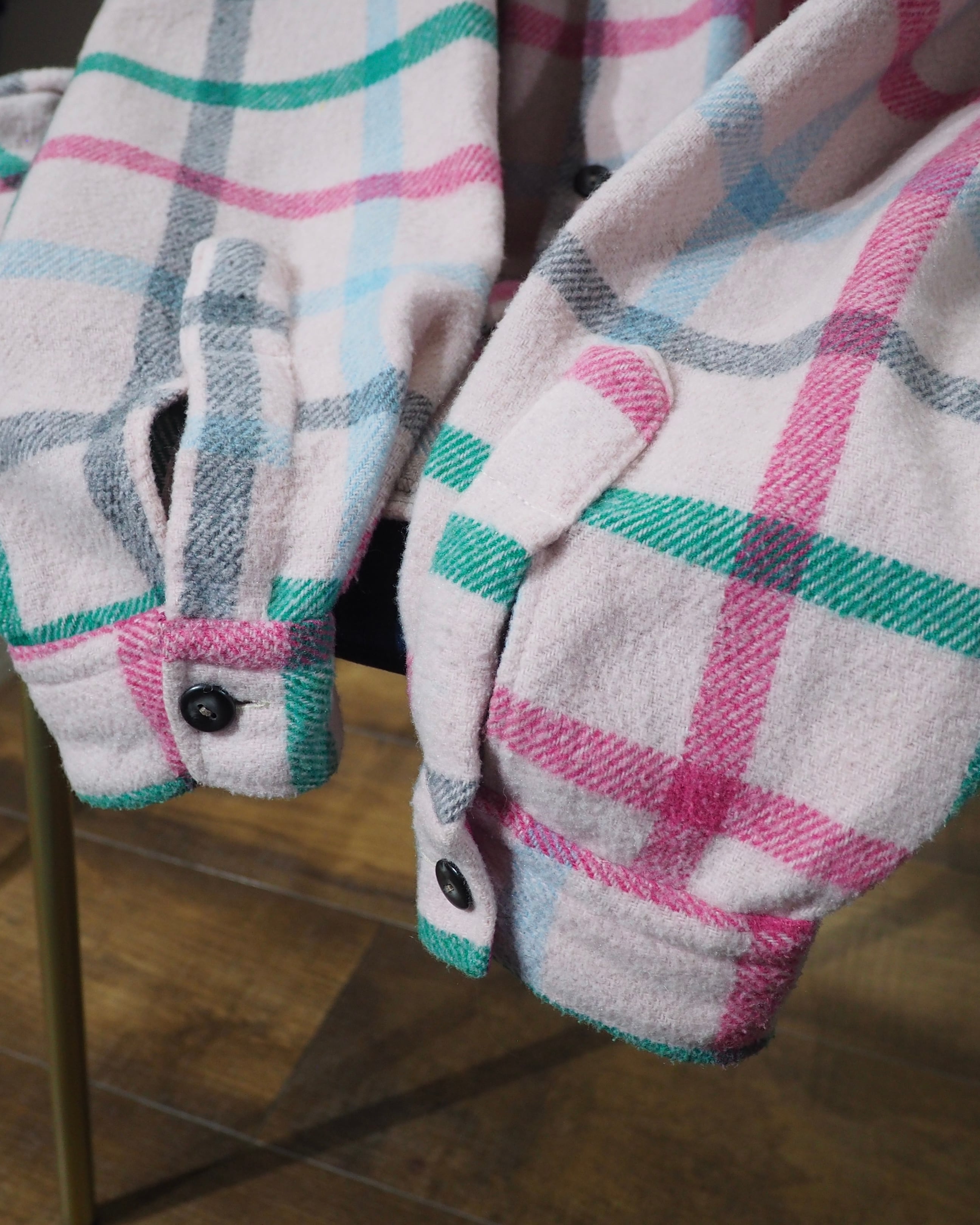 1980s " Green Mountain " Pale Pink Check Pattern Vintage Loose Flannel Shirt