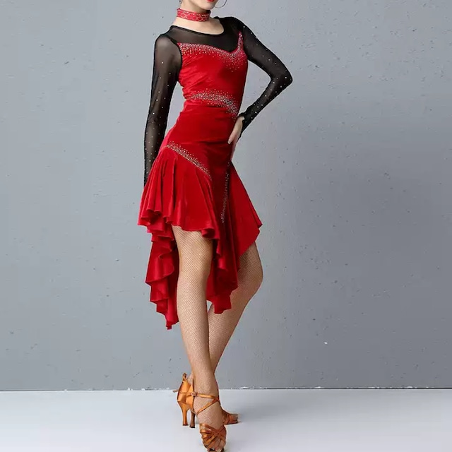 アシンメトリー ロングスリーブ ミニダンスドレス ds1171