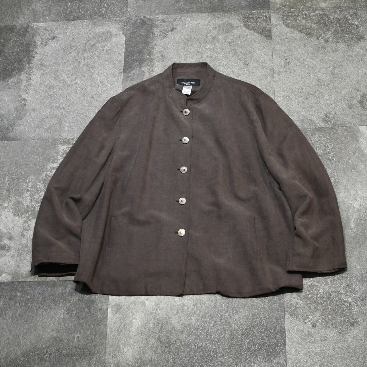 Jones new york silk linen stand collar jacket