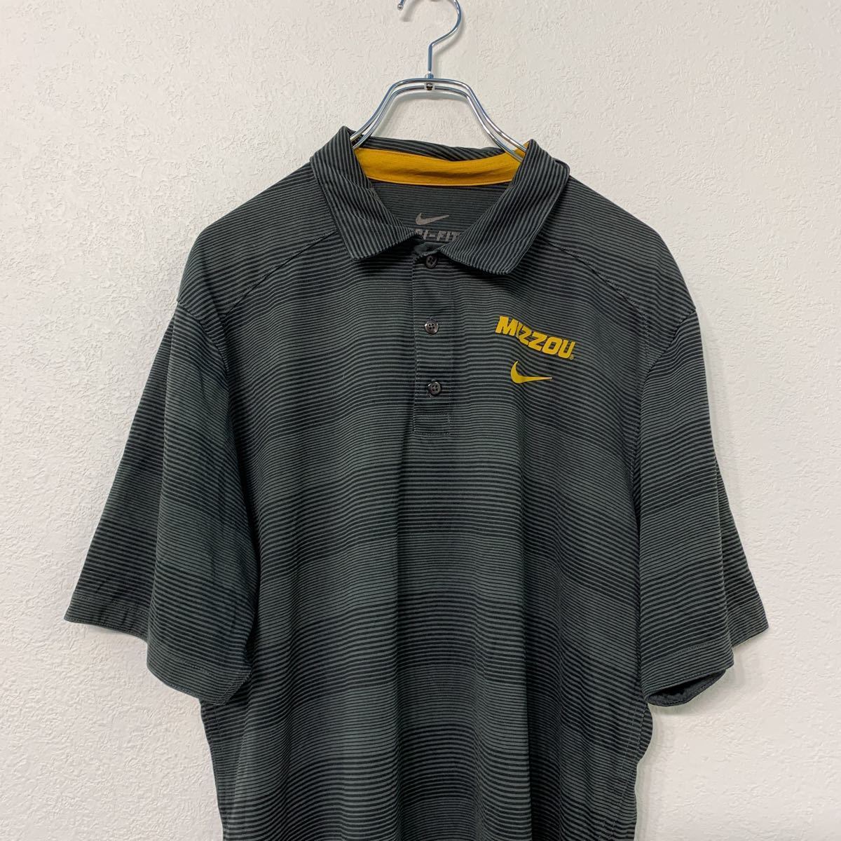 NIKE DRI-FIT 半袖 ボーダー ポロシャツ Lサイズ ナイキ スポーツ