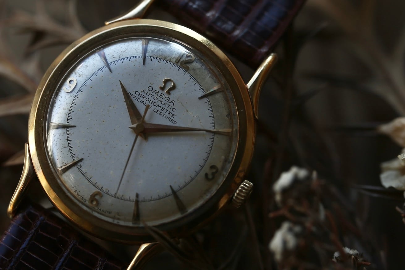 【OMEGA】 1950’s オメガ クロノメーター ハーフローター14K 金無垢　自動巻き / Chronometer / Cal.352 |  アンティーク・ビンテージ時計修理・販売 WhiteKings(ホワイトキングス)