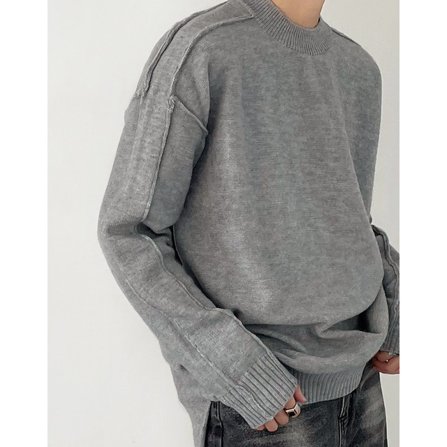 wide silhouette crew neck knit knit sweater mr0619