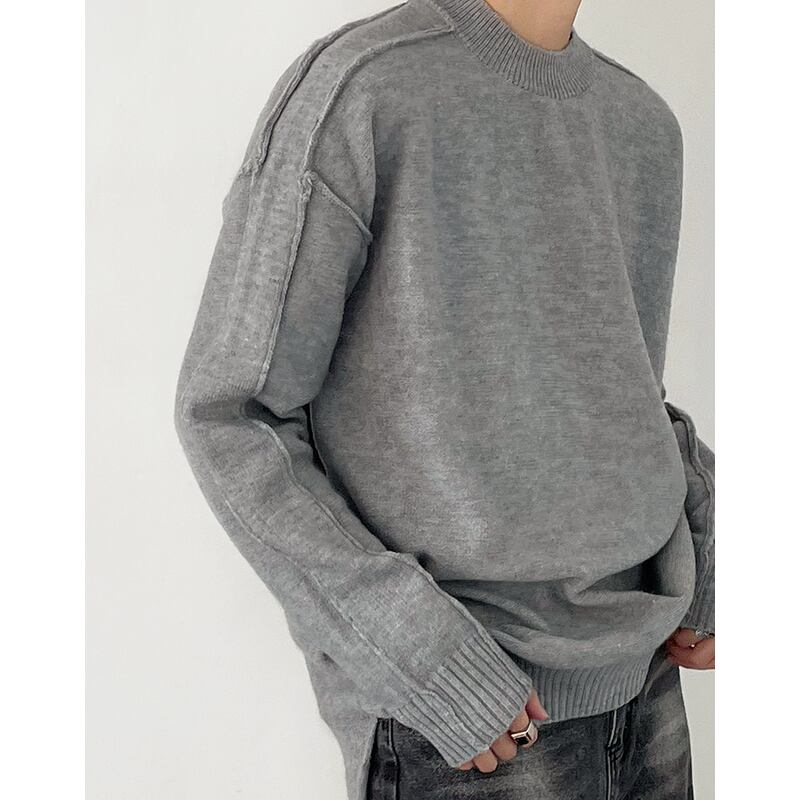 wide silhouette crew neck knit knit sweater mr0619
