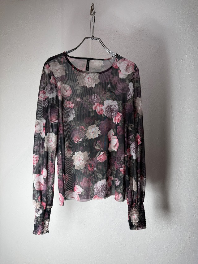 Flower Pattern Sheer Mesh Top