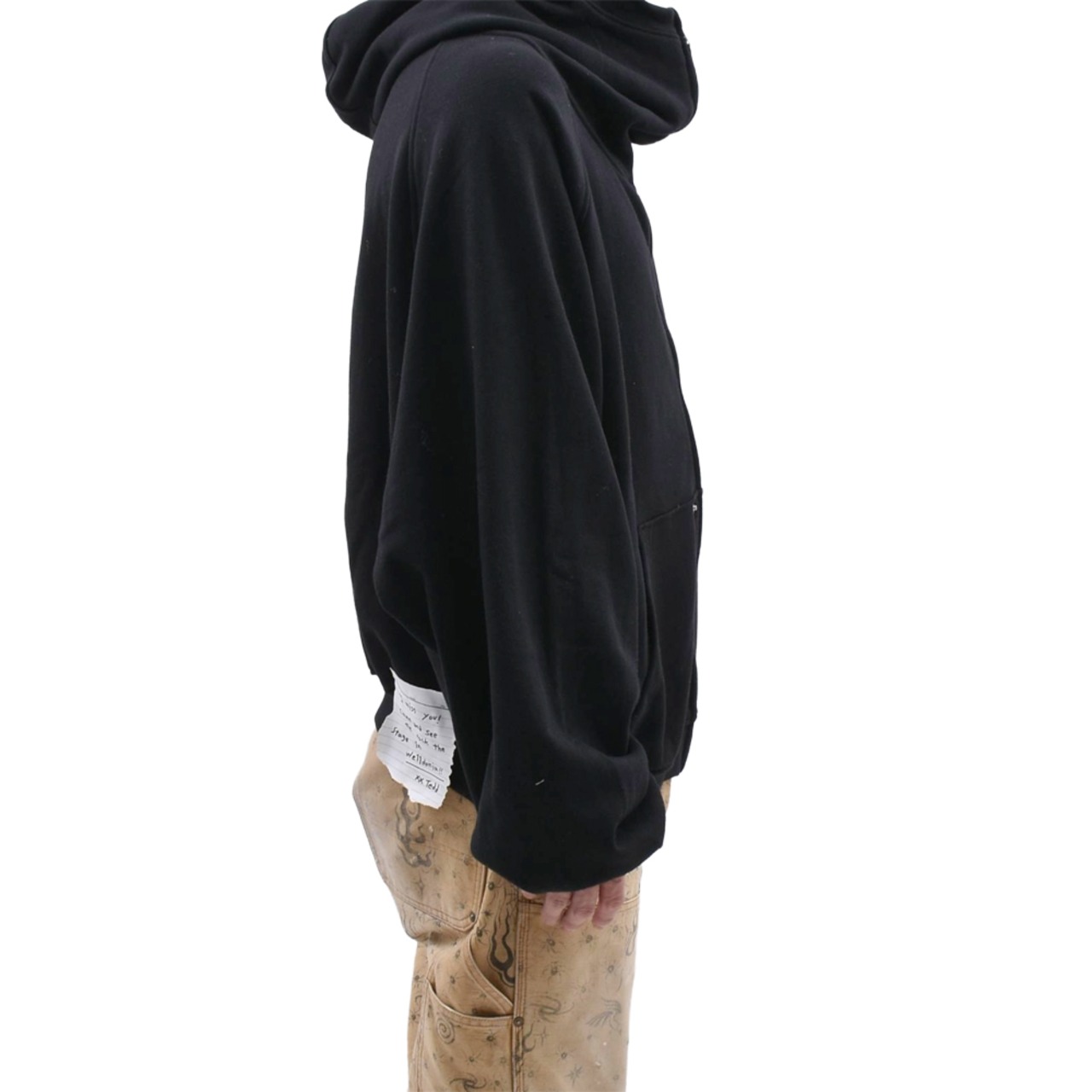 【WE11DONE】BLACK MENS SNAP-DETAIL JERSEY HOODED ZIP - 2