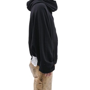 【WE11DONE】BLACK MENS SNAP-DETAIL JERSEY HOODED ZIP