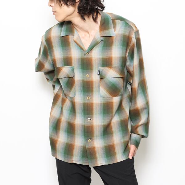 RUDE GALLERY : OMBRE CHECK OPEN COLLAR LS SHIRT | Gusset