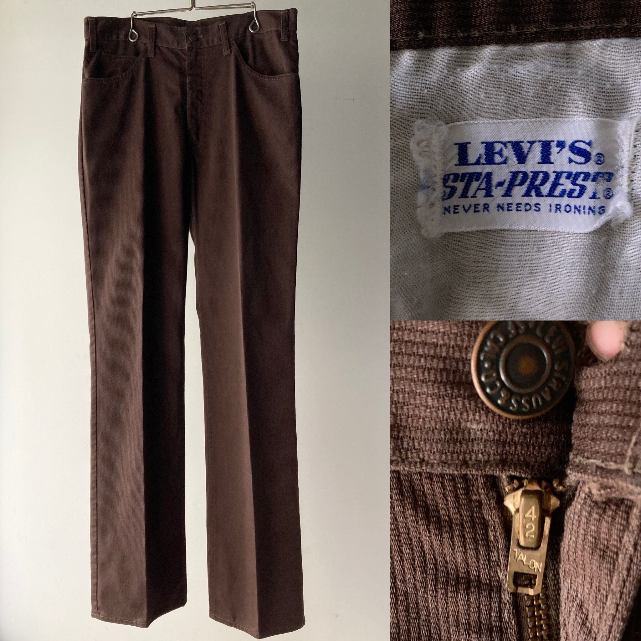 70's LEVI'S STA-PREST 517 ピケ ブーツカットパンツ ブラウン