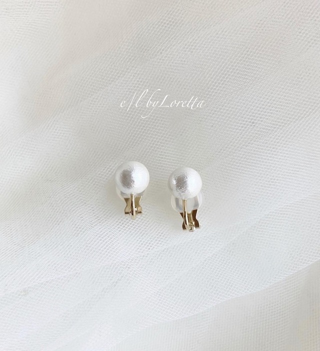 Cotton pearl pierce/earring(white) [cc]