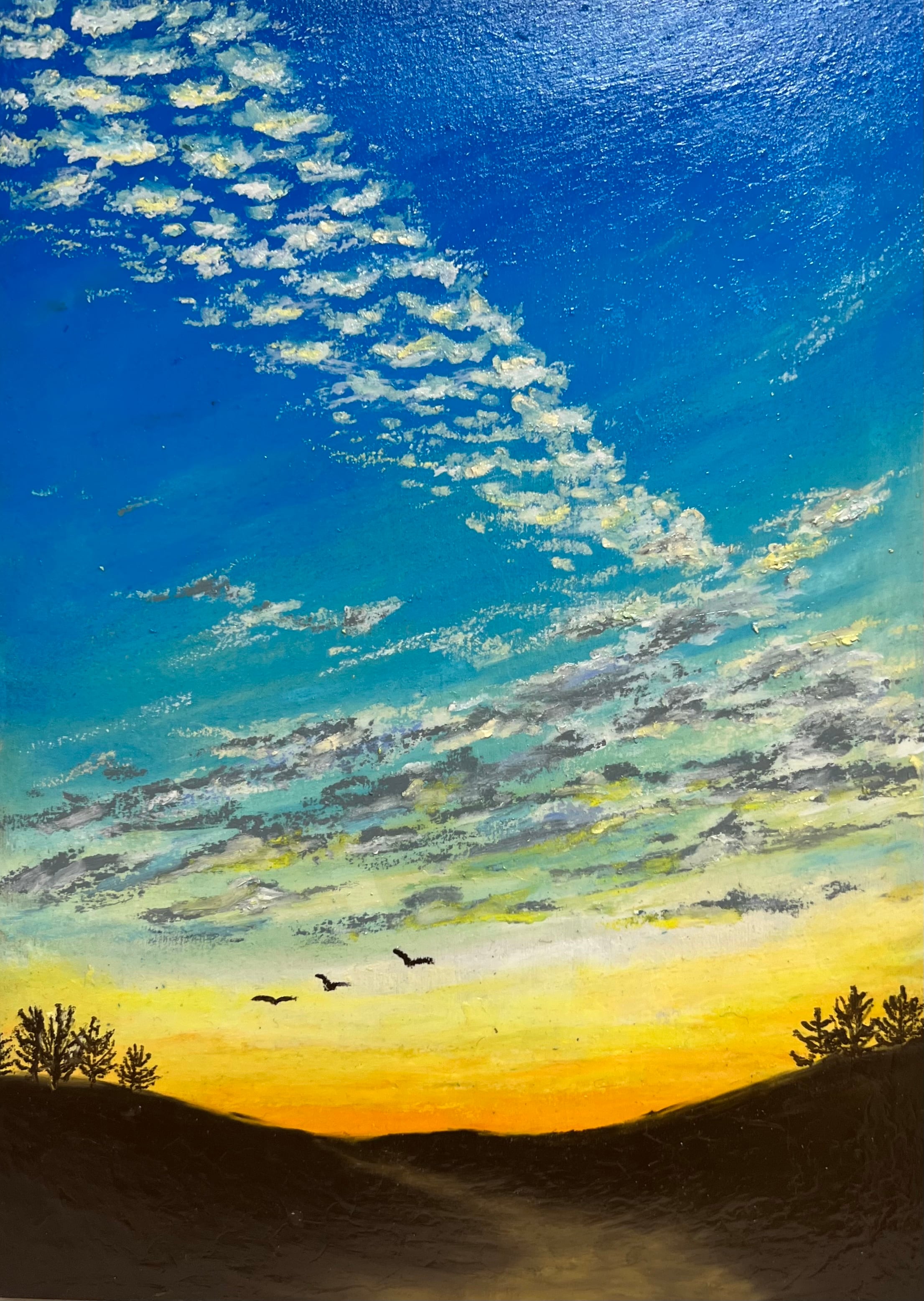 希望の光に向かうイルカ 絵画イラスト原画 風水 見分け 