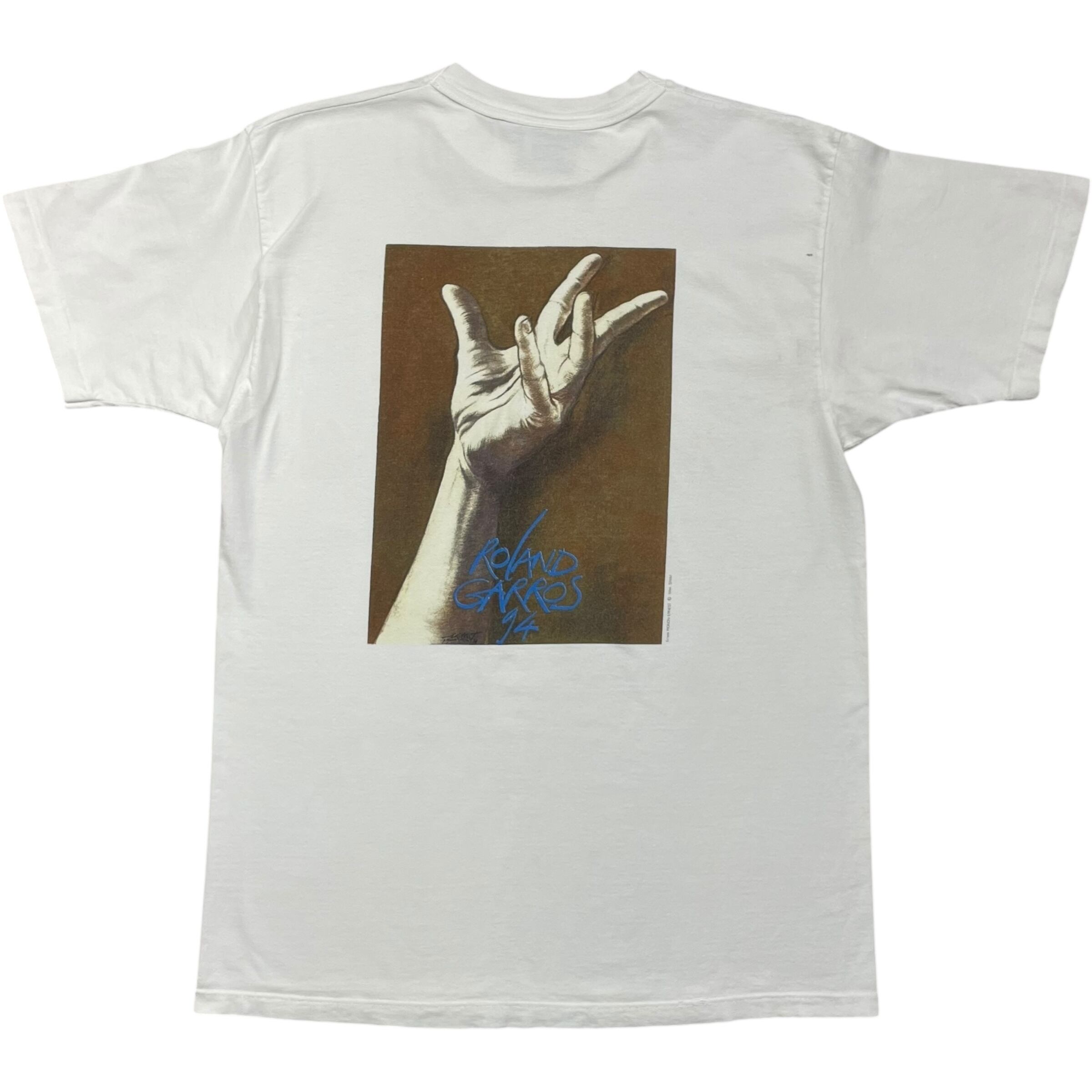 《L》 ROLAND GARROS Tシャツ ローラン・ギャロス プリント ホワイト フランス製 90年代 vintage no.8291