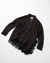 Lace Hem Sheer Cardigan knit