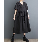 アシンメトリー ドレープ ワンピース  30188